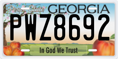 GA license plate PWZ8692