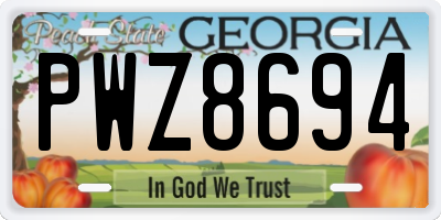 GA license plate PWZ8694