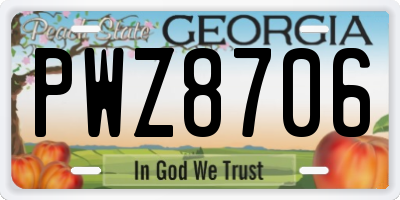 GA license plate PWZ8706