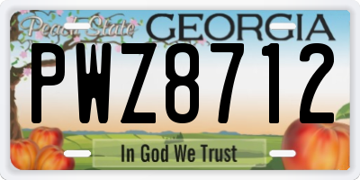 GA license plate PWZ8712