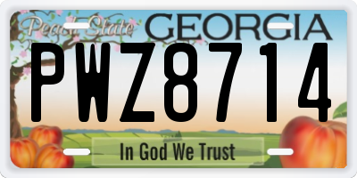 GA license plate PWZ8714