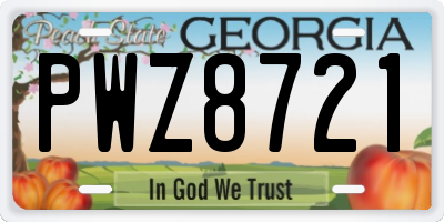 GA license plate PWZ8721