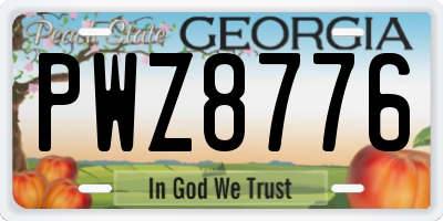 GA license plate PWZ8776