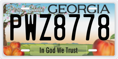 GA license plate PWZ8778