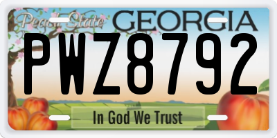 GA license plate PWZ8792