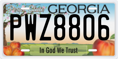 GA license plate PWZ8806