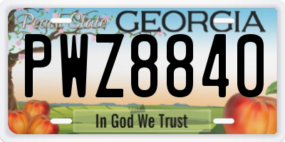 GA license plate PWZ8840