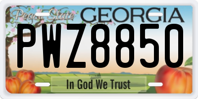 GA license plate PWZ8850