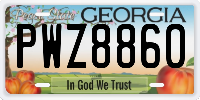 GA license plate PWZ8860