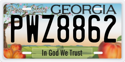 GA license plate PWZ8862