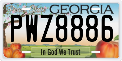GA license plate PWZ8886