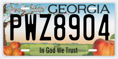 GA license plate PWZ8904