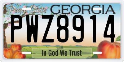 GA license plate PWZ8914