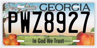 GA license plate PWZ8927