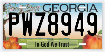 GA license plate PWZ8949