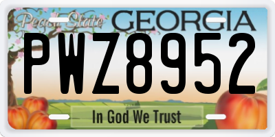 GA license plate PWZ8952
