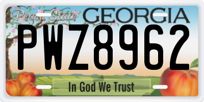 GA license plate PWZ8962