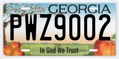 GA license plate PWZ9002