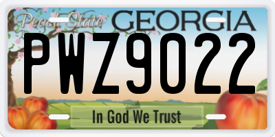 GA license plate PWZ9022