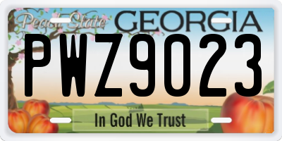 GA license plate PWZ9023