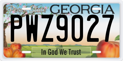 GA license plate PWZ9027