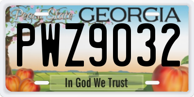 GA license plate PWZ9032