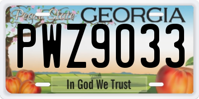 GA license plate PWZ9033