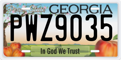 GA license plate PWZ9035