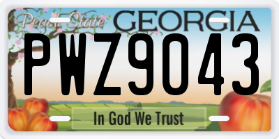 GA license plate PWZ9043
