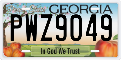 GA license plate PWZ9049