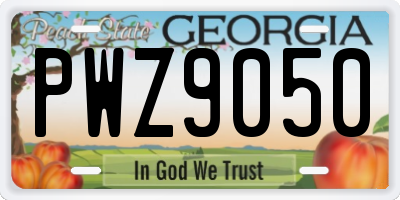 GA license plate PWZ9050