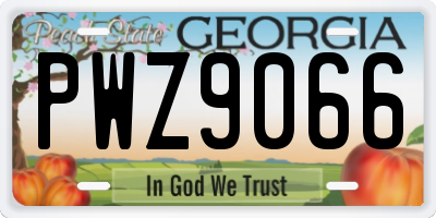 GA license plate PWZ9066