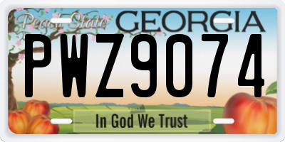 GA license plate PWZ9074