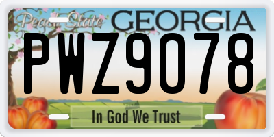 GA license plate PWZ9078
