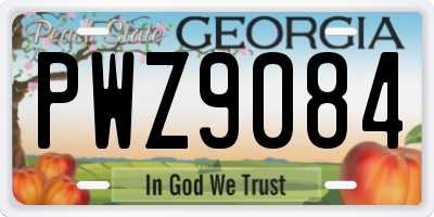 GA license plate PWZ9084