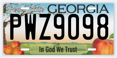 GA license plate PWZ9098