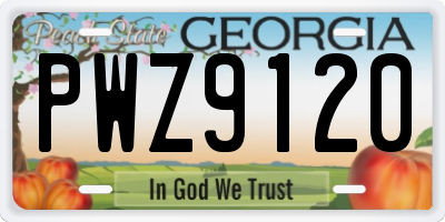 GA license plate PWZ9120