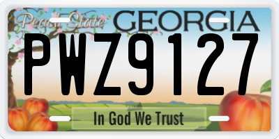 GA license plate PWZ9127