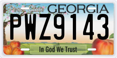 GA license plate PWZ9143