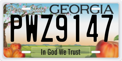 GA license plate PWZ9147