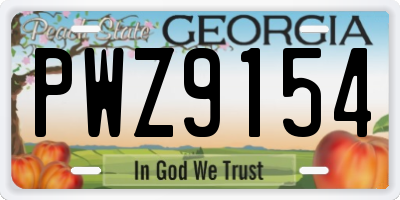 GA license plate PWZ9154