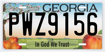 GA license plate PWZ9156
