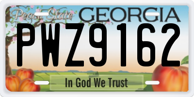 GA license plate PWZ9162