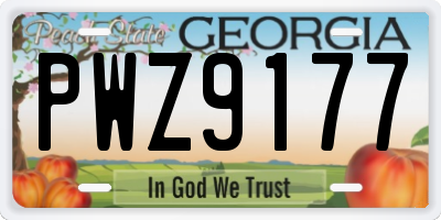 GA license plate PWZ9177