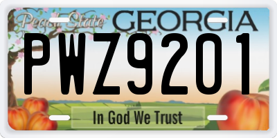 GA license plate PWZ9201