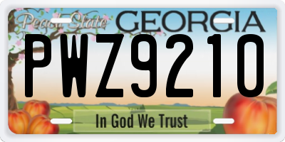 GA license plate PWZ9210