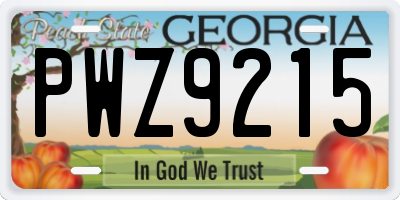 GA license plate PWZ9215
