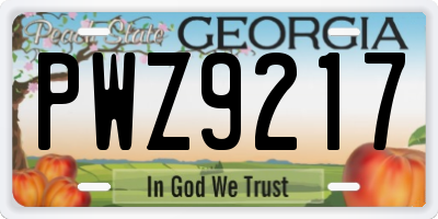 GA license plate PWZ9217
