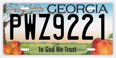 GA license plate PWZ9221