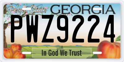 GA license plate PWZ9224